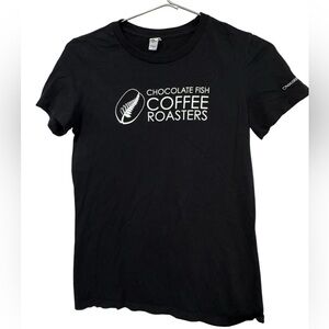 High End Chocolate Fish Coffee Roasters Sacramento CA Women’s L T-Shirt MINTY